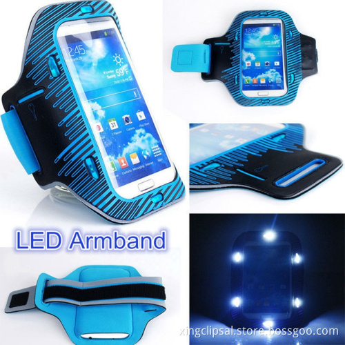 LED light Neoprene sports armband, led light armband, safety sport armband for iphone 6